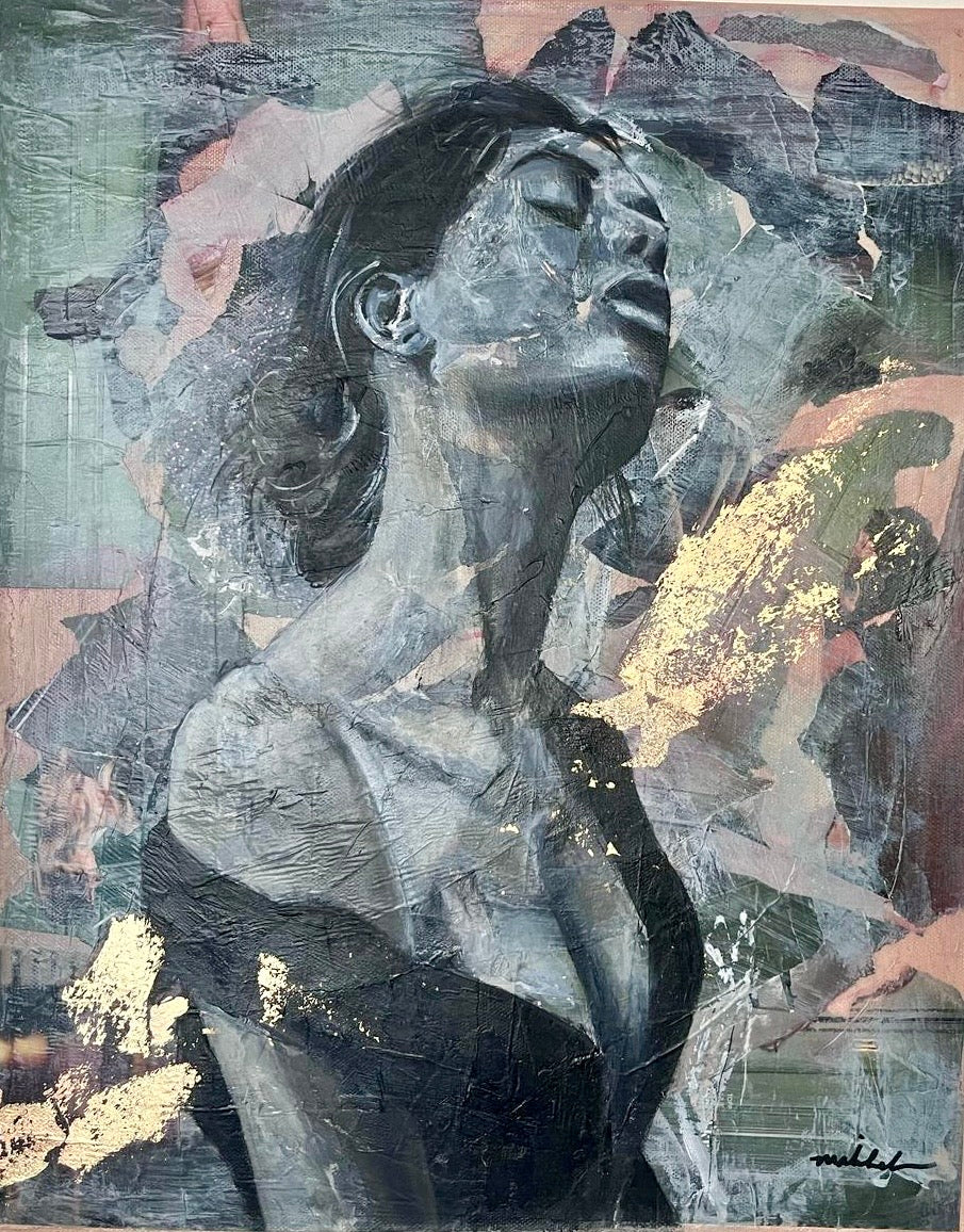 Fine Art mixed media painting Modern wall home decore Maliheh Yousefi
