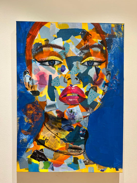 mixed media portrait pop collage modern decore home design miley stockholm